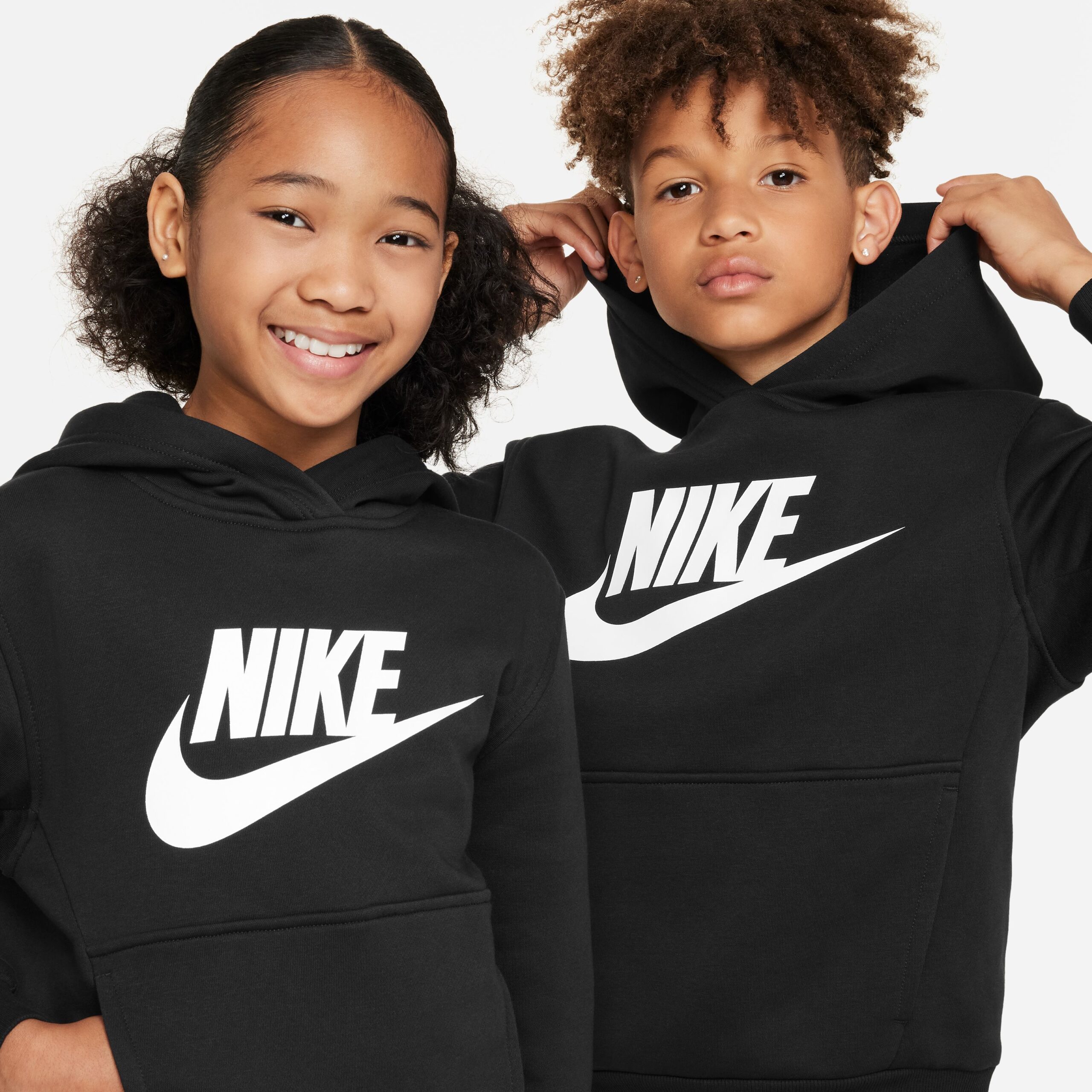 Nike Sportswear Club Big Logo Fleece Hoodie Kids Zwart Wit Nike Sportswear Club Big Logo Fleece Hoodie Kids Zwart Wit - Afbeelding 3