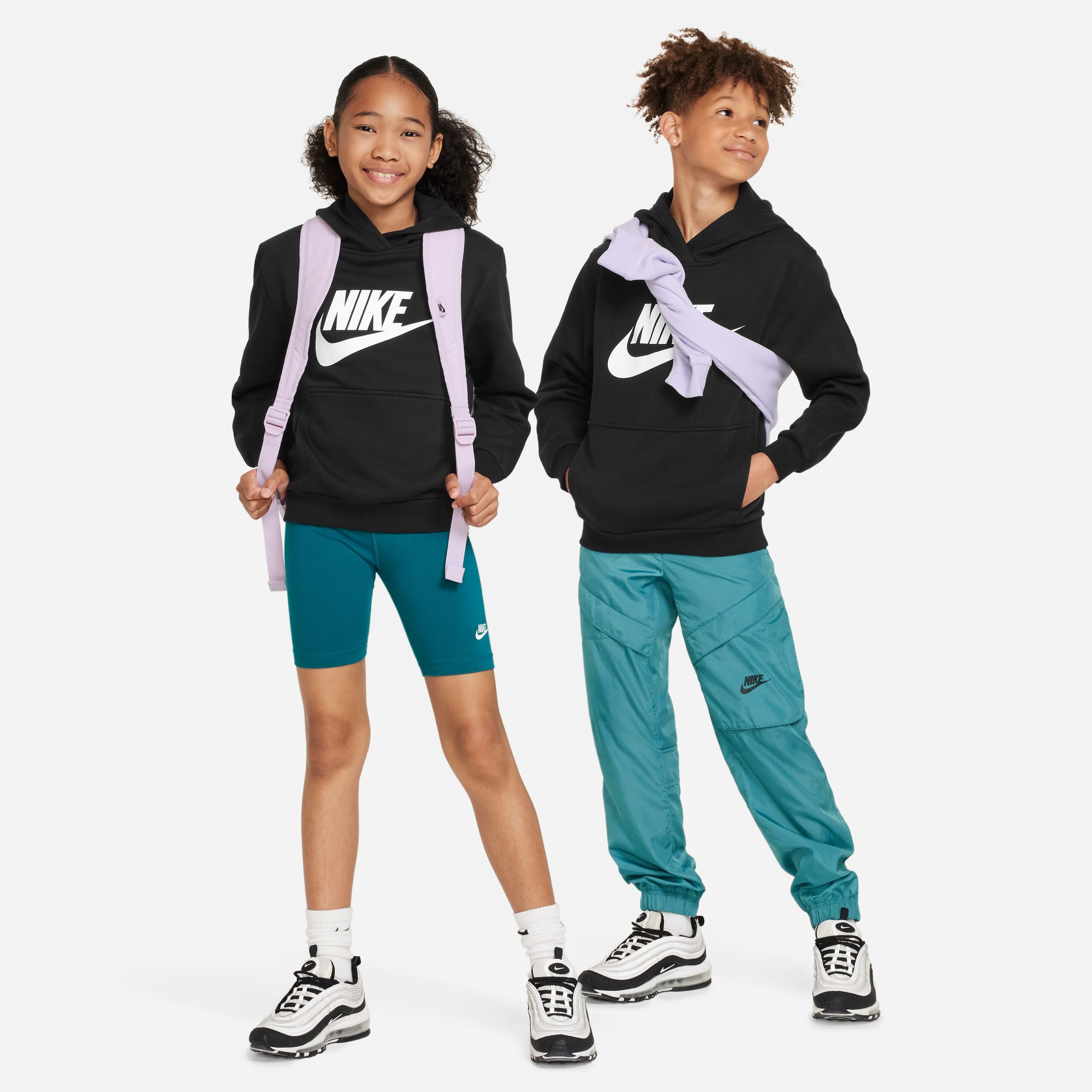 Nike Sportswear Club Big Logo Fleece Hoodie Kids Zwart Wit Nike Sportswear Club Big Logo Fleece Hoodie Kids Zwart Wit - Afbeelding 5