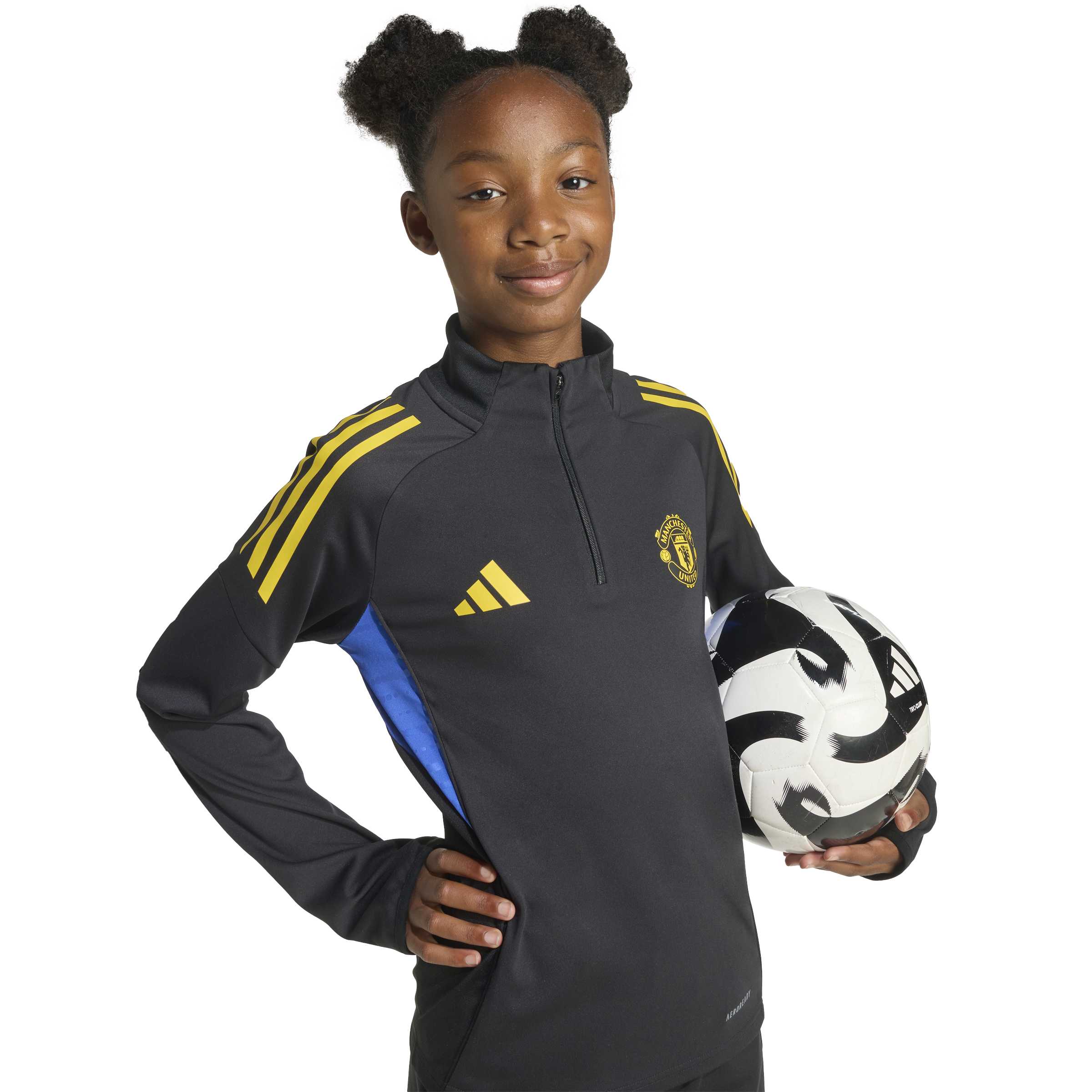 Adidas Manchester United Trainingspak 1/4-Zip 2025-2026 Kids Zwart Blauw Geel Adidas Manchester United Trainingspak 1/4-Zip 2025-2026 Kids Zwart Blauw Geel - foto 4