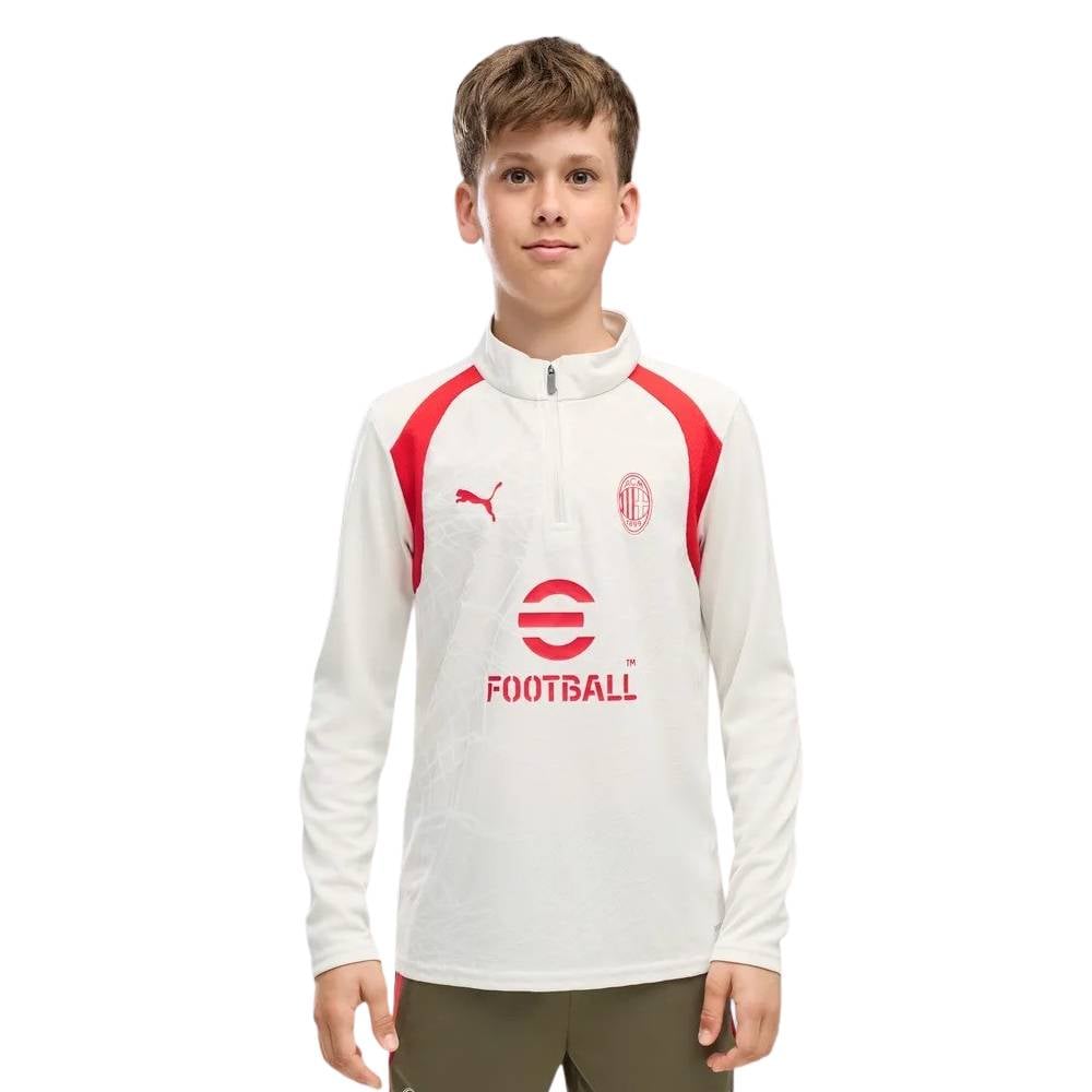 PUMA AC Milan Trainingstrui 1/4-Zip 2026-2027 Kids Lichtgrijs Rood PUMA AC Milan Trainingstrui 1/4-Zip 2026-2027 Kids Lichtgrijs Rood