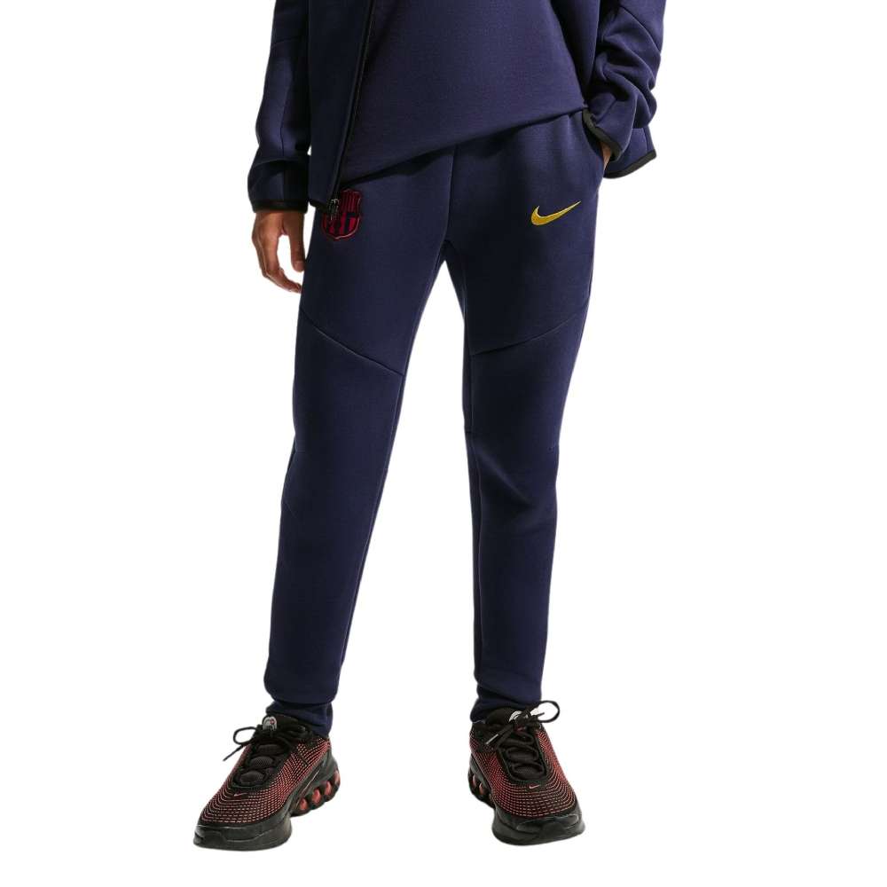 Nike FC Barcelona Tech Fleece Joggingbroek 2026-2027 Kids Donkerblauw Zwart Geel Rood